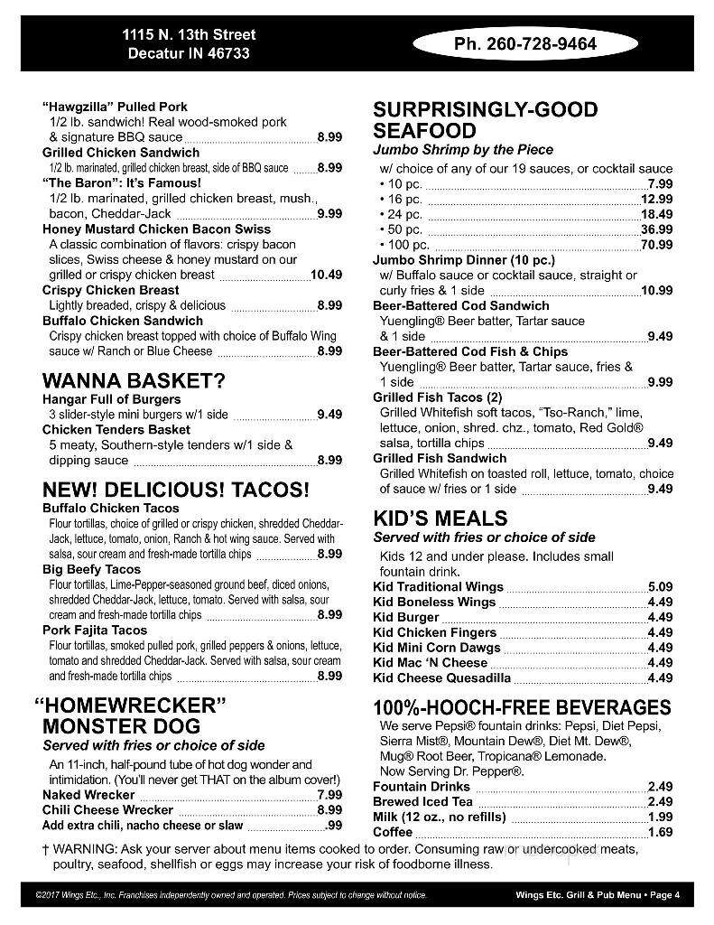 Wings Etc - Decatur, IN menu_pic
