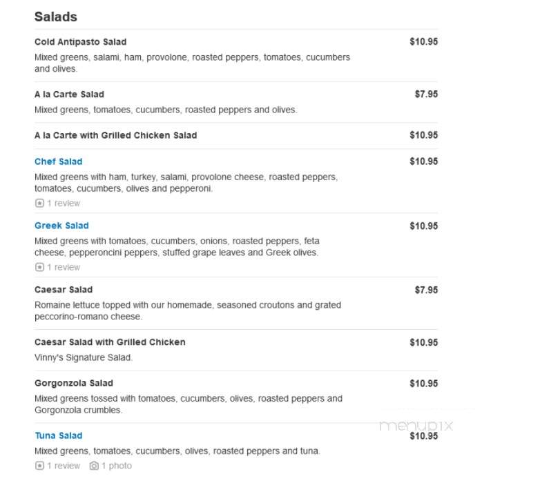 Vinny's Restaurant & Pizzeria - Torrington, CT menu_pic