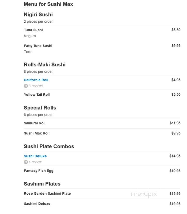Sushi Max - Lebanon, TN menu_pic