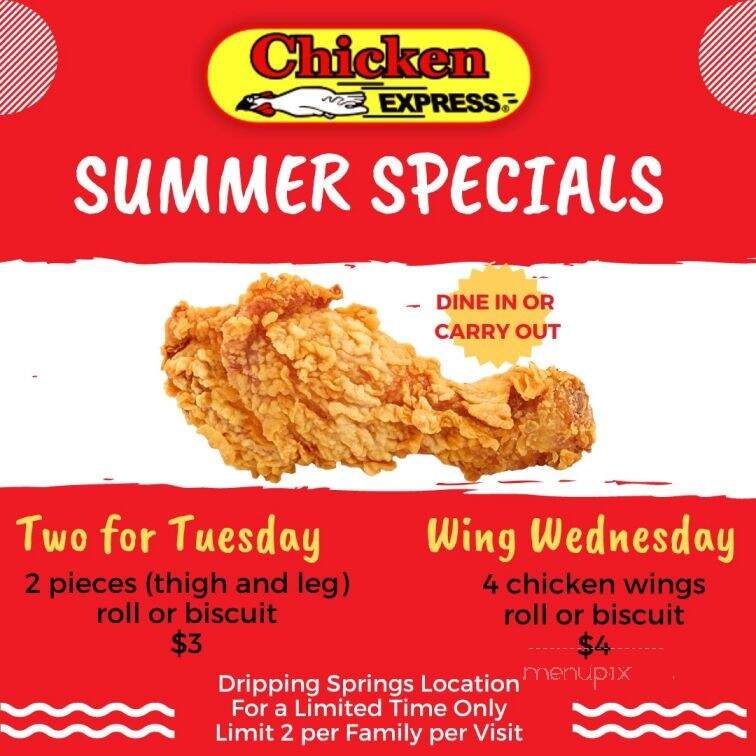 Chicken Express - Dripping Springs, TX menu_pic