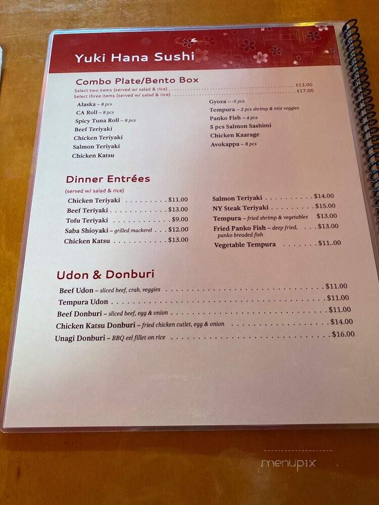 Yuki Hana Sushi - Hayward, CA menu_pic