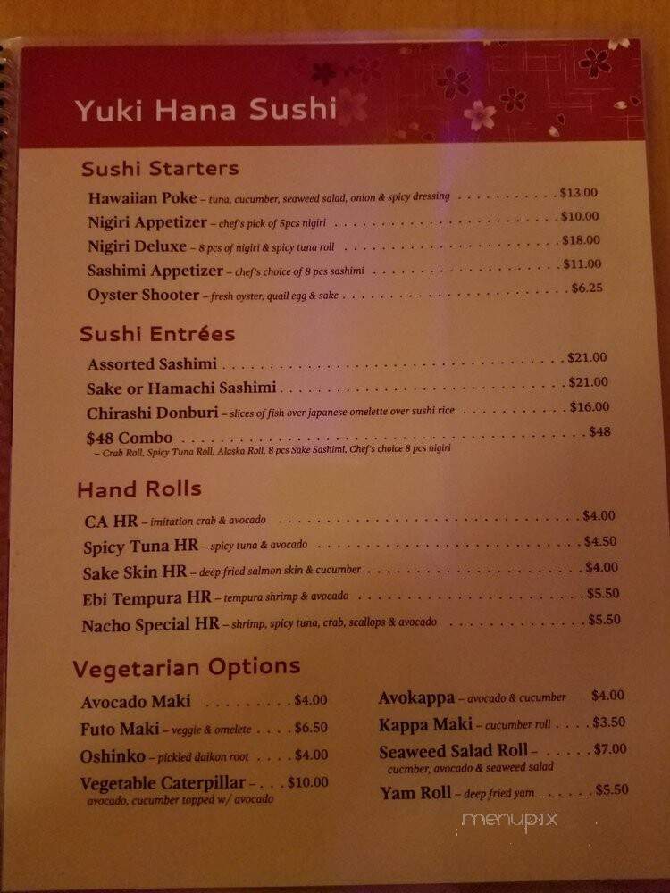 Yuki Hana Sushi - Hayward, CA menu_pic