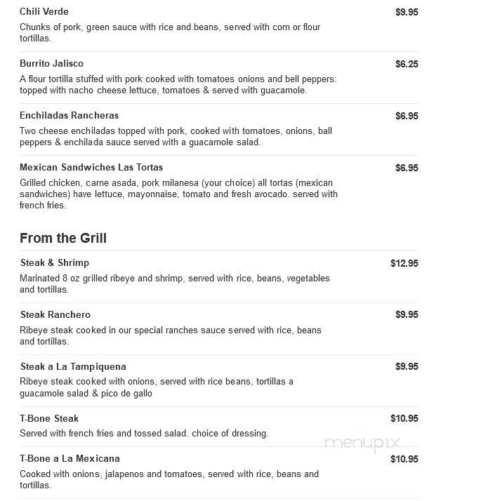 La Carreta Mexican Restaurant - Asheville, NC menu_pic