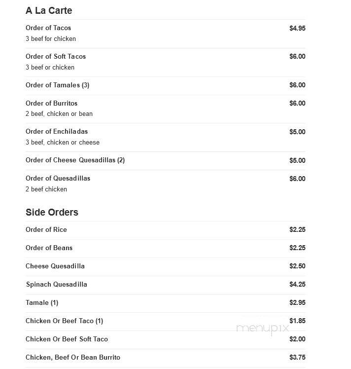 La Carreta Mexican Restaurant - Asheville, NC menu_pic