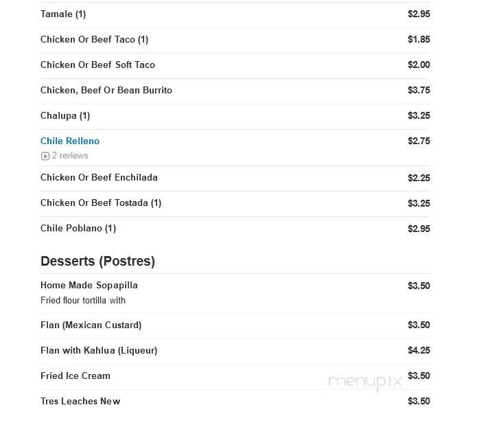 La Carreta Mexican Restaurant - Asheville, NC menu_pic