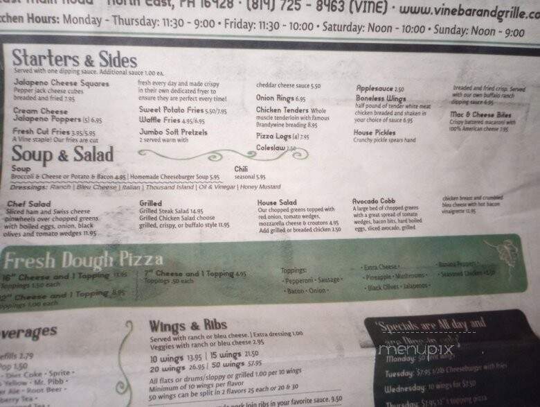 Jammin' Vine - North East, PA menu_pic
