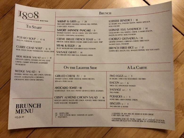 1808 American Bistro - Delaware, OH menu_pic