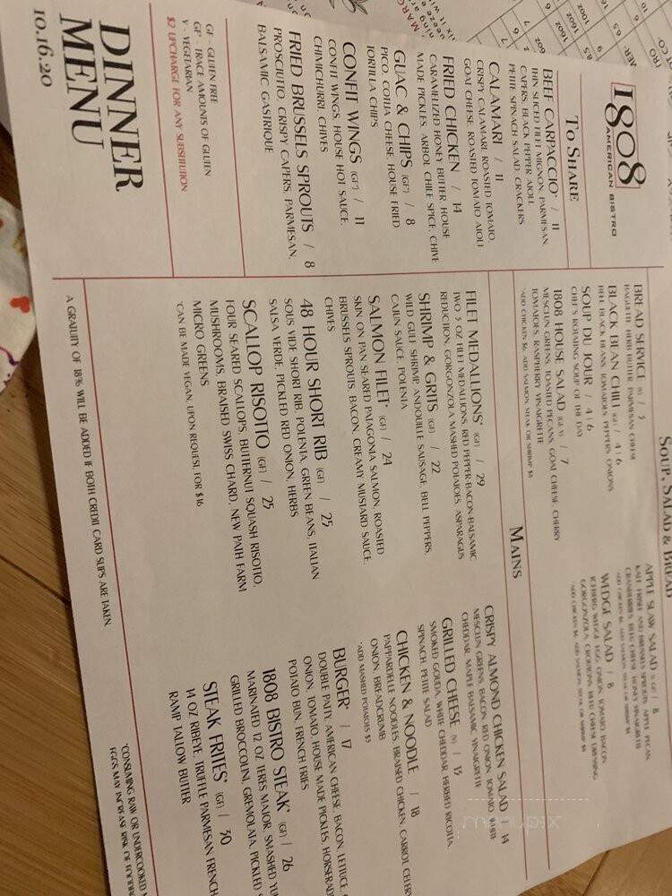 1808 American Bistro - Delaware, OH menu_pic