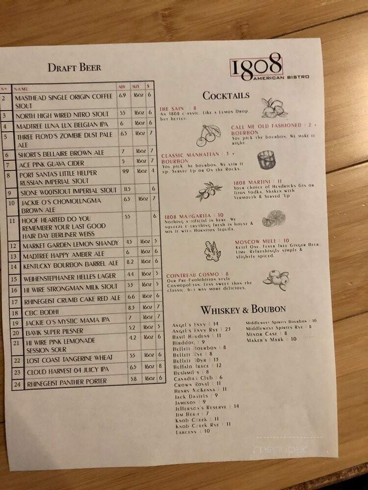 1808 American Bistro - Delaware, OH menu_pic