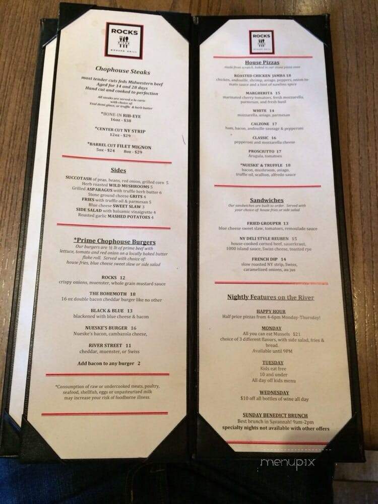 Rocks on the River - Savannah, GA menu_pic