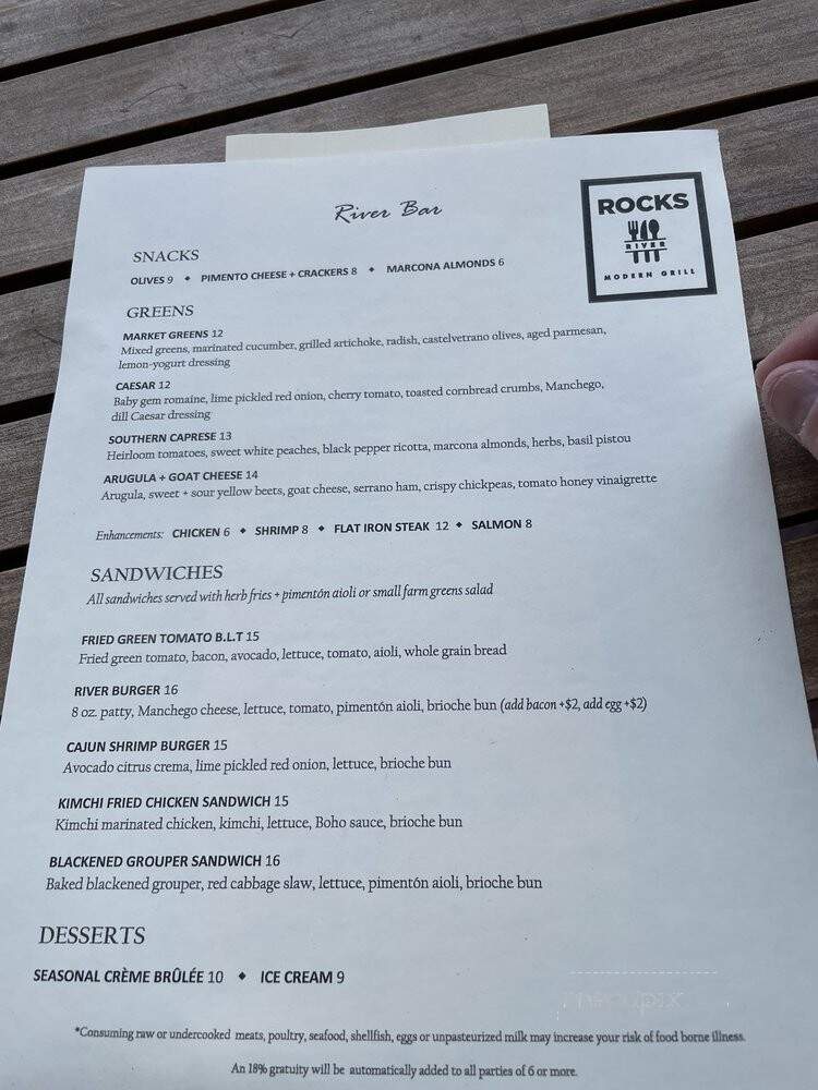 Rocks on the River - Savannah, GA menu_pic