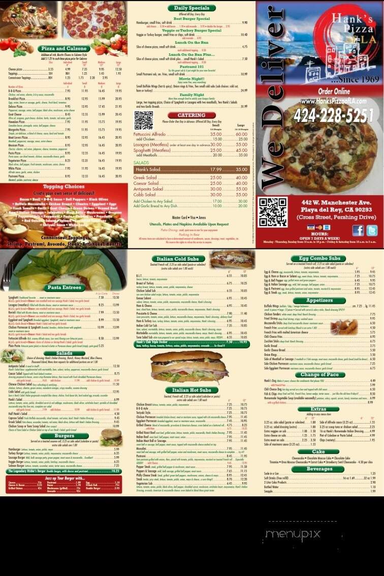 Hank's Pizza - Playa Del Rey, CA menu_pic