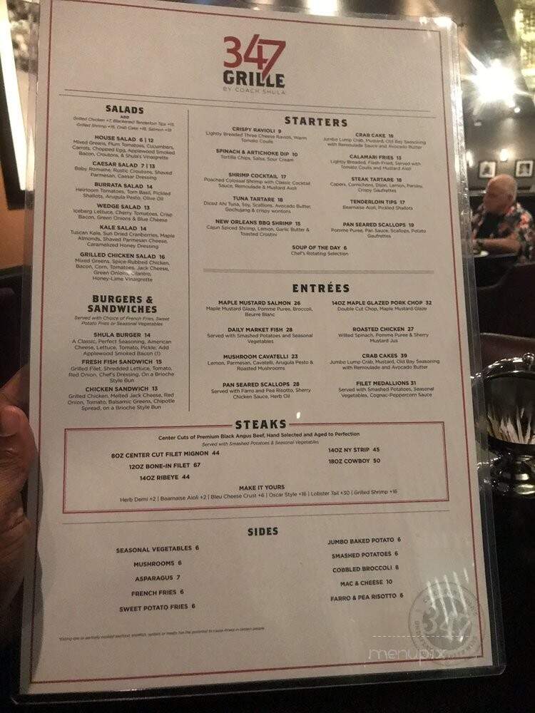 Shula's 347 Steakhouse - Tallahassee, FL menu_pic