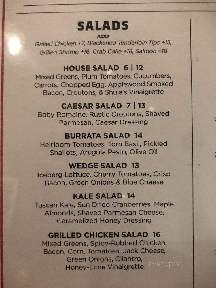 Shula's 347 Steakhouse - Tallahassee, FL menu_pic