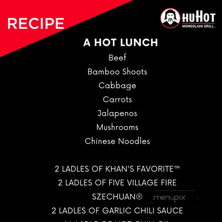 HuHot Mongolian Grill - Springfield, MO menu_pic