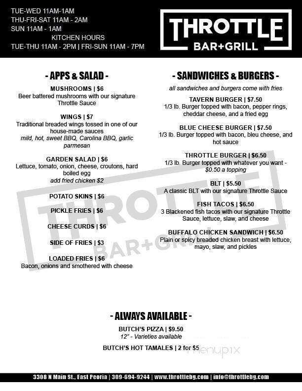 Full Throttle Bar & Grill - East Peoria, IL menu_pic