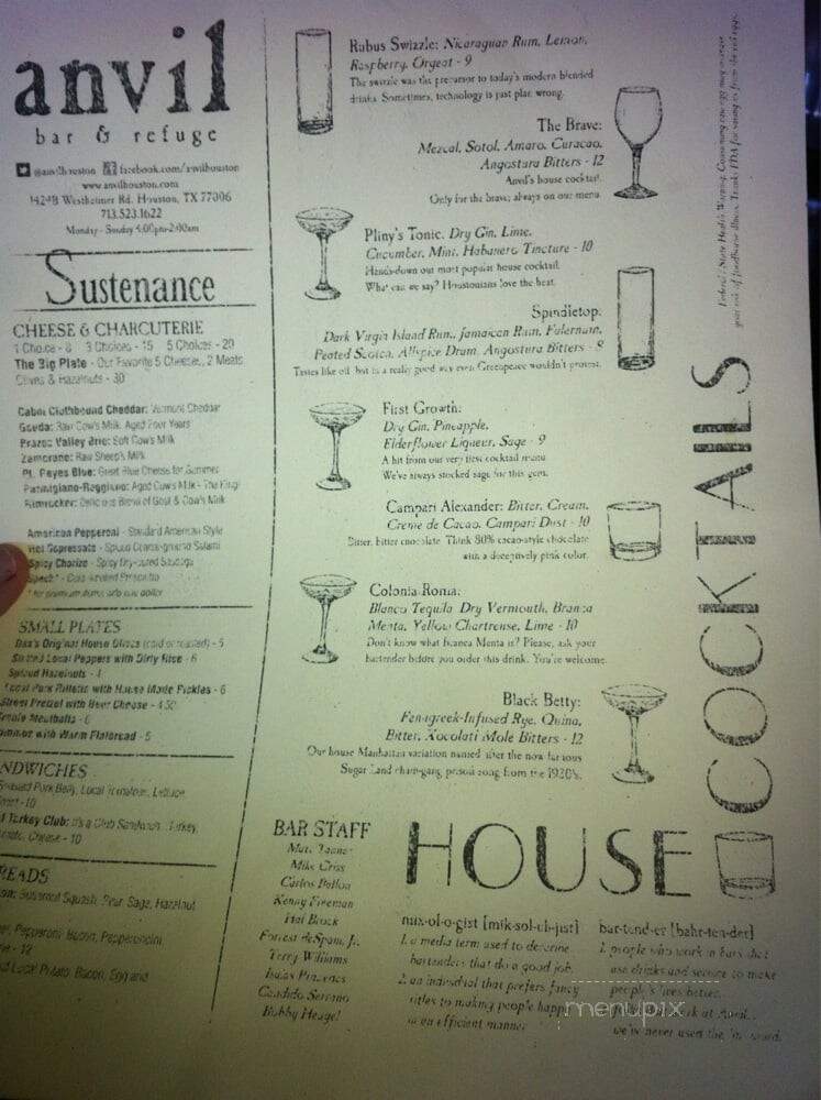 Anvil - Houston, TX menu_pic