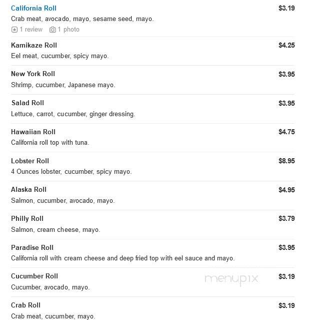 FU of Kyoto Japanese Restaurant - Taylors, SC menu_pic