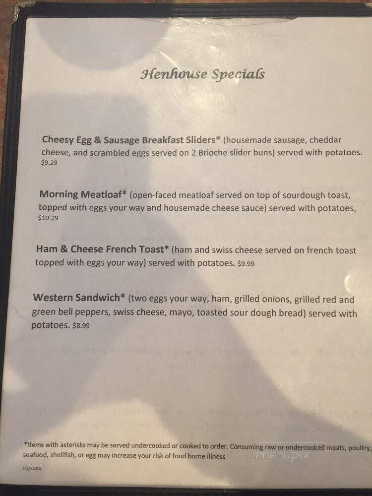 Hen House Cafe - Mesa, AZ menu_pic