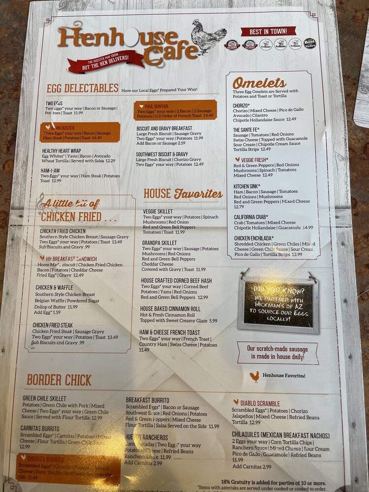 Hen House Cafe - Mesa, AZ menu_pic