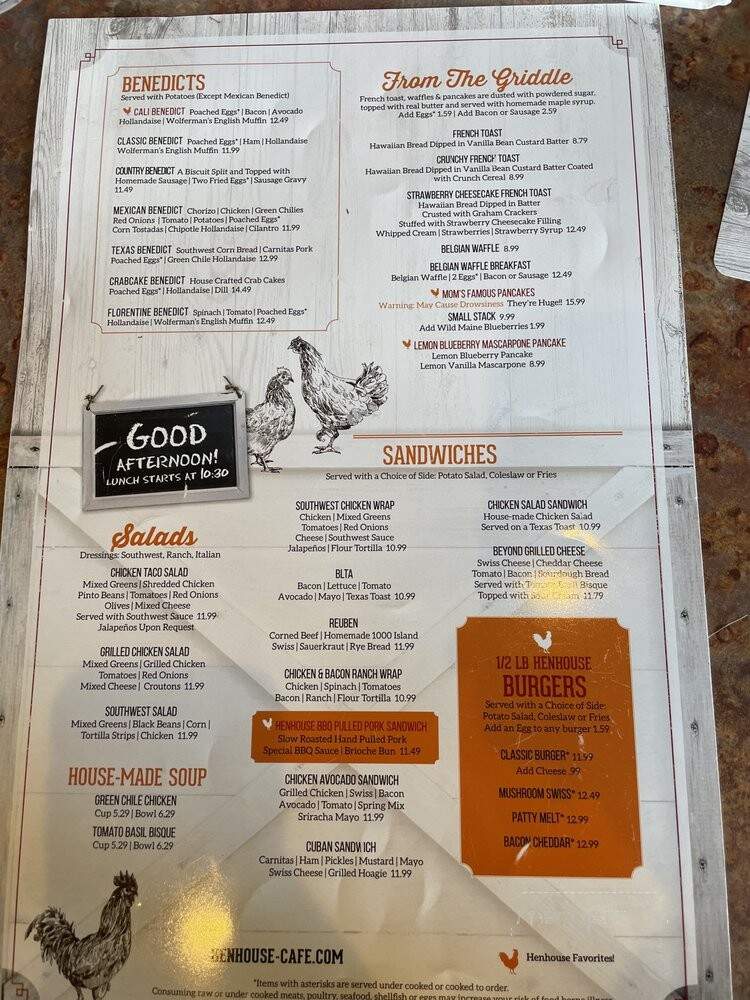 Hen House Cafe - Mesa, AZ menu_pic