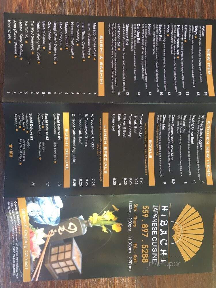Hibachi - Kingsburg, CA menu_pic