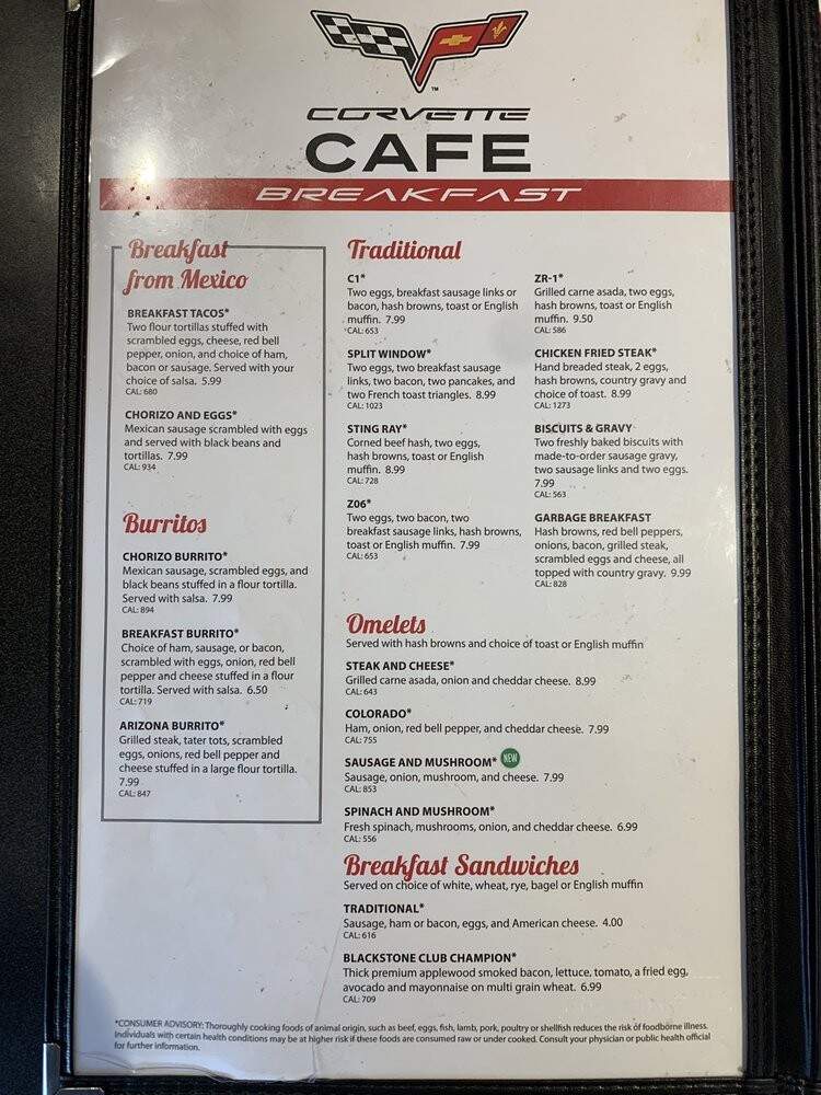 Corvette Cafe - Omaha, NE menu_pic
