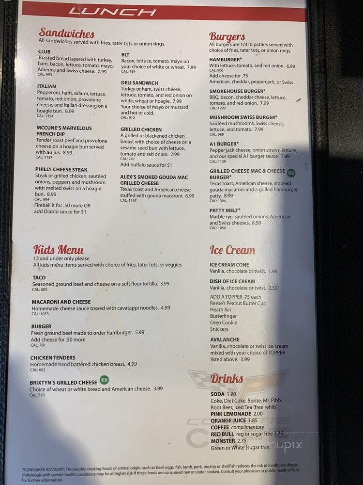 Corvette Cafe - Omaha, NE menu_pic