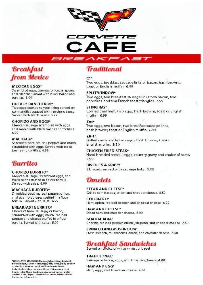Corvette Cafe - Omaha, NE menu_pic