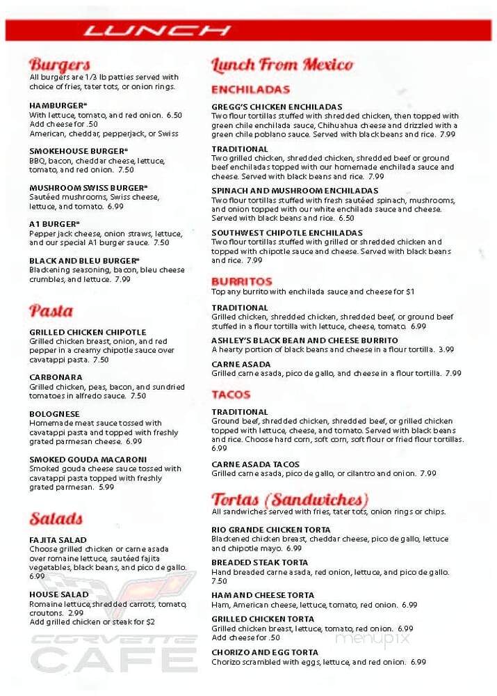Corvette Cafe - Omaha, NE menu_pic