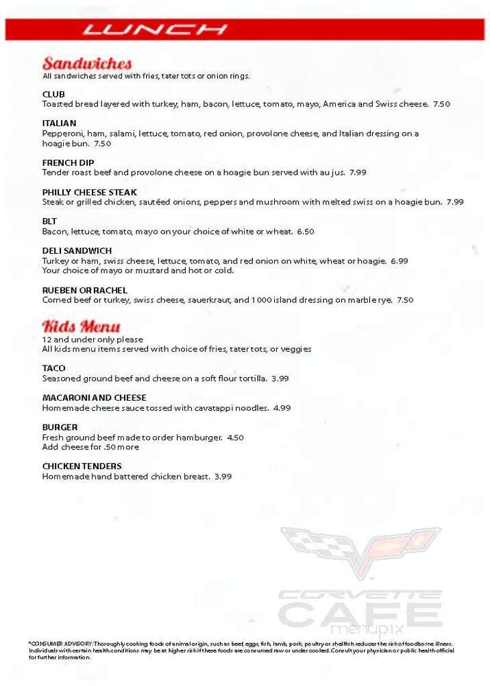 Corvette Cafe - Omaha, NE menu_pic