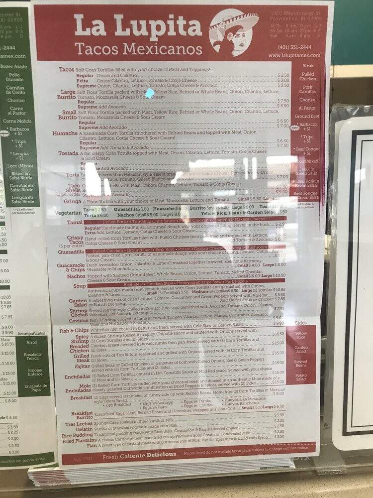La Lupita - Providence, RI menu_pic