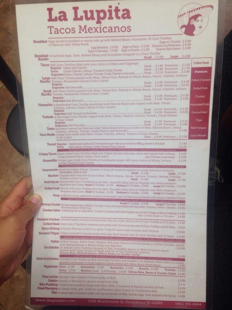 La Lupita - Providence, RI menu_pic