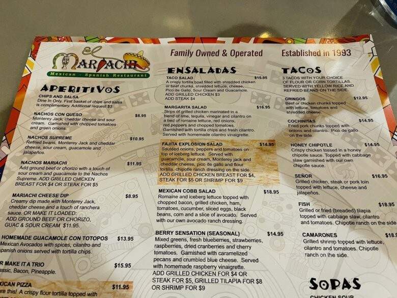 El Mariachi Dos At Wiles Road - Coral Springs, FL menu_pic