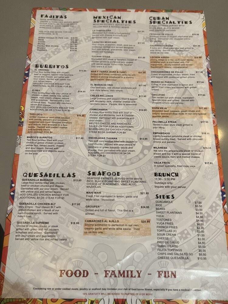 El Mariachi Dos At Wiles Road - Coral Springs, FL menu_pic