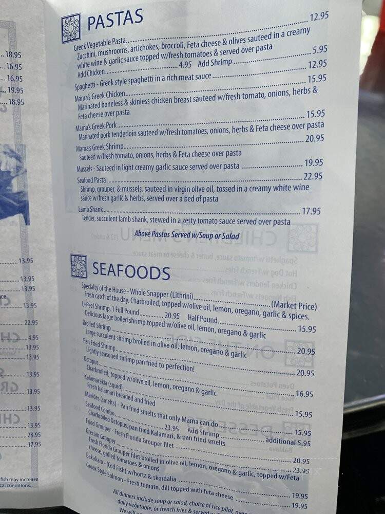 Mama's Greek Cuisine - Tarpon Springs, FL menu_pic