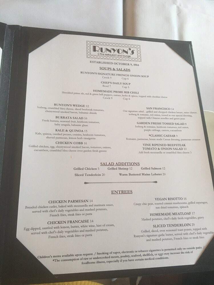Runyon's - Coral Springs, FL menu_pic