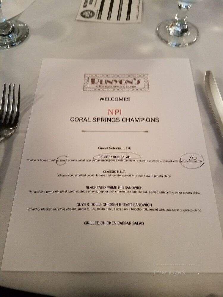 Runyon's - Coral Springs, FL menu_pic