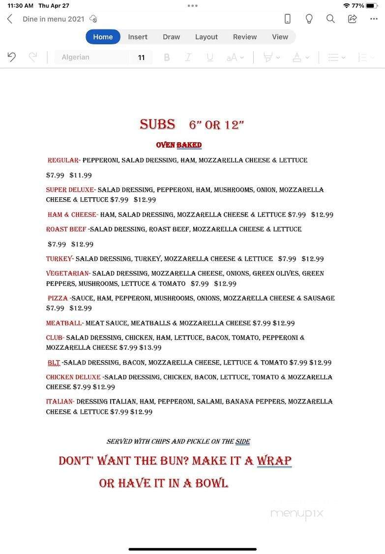 Penny's Five Star Pizza - Lake Odessa, MI menu_pic