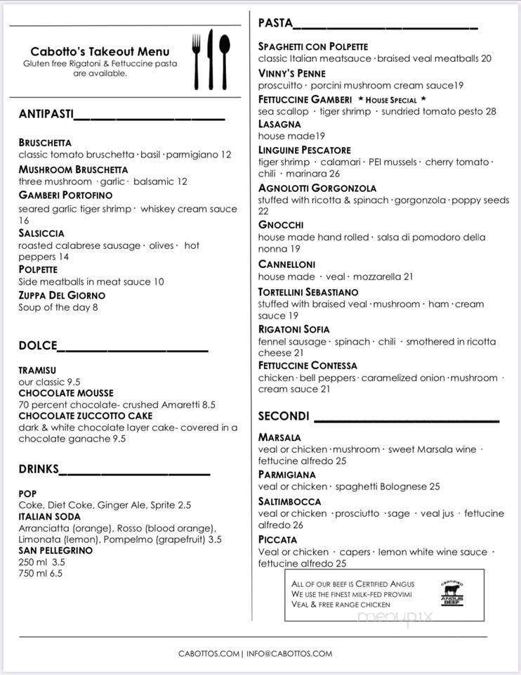 Cabotto's Restaurant - Ottawa, ON menu_pic
