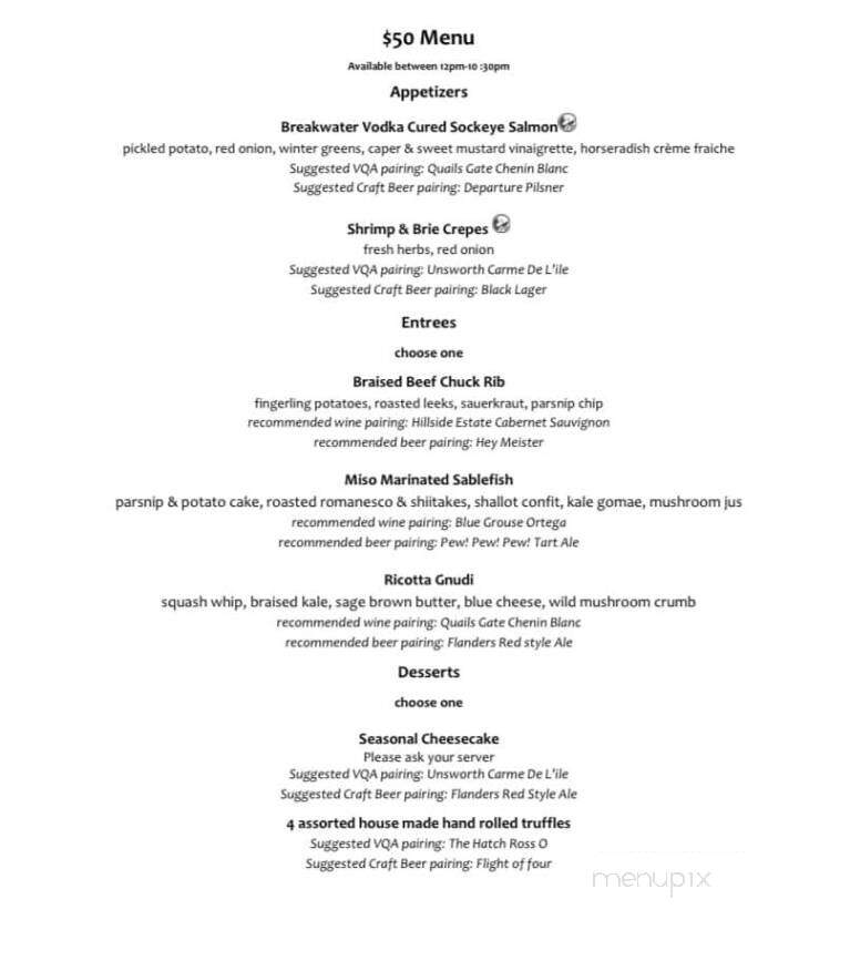 Spinnakers Brewpub & Guest House Restaurant - Victoria, BC menu_pic
