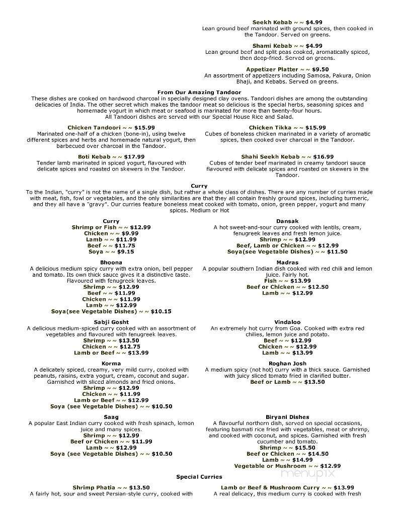 Darbar Restaurant - Kingston, ON menu_pic