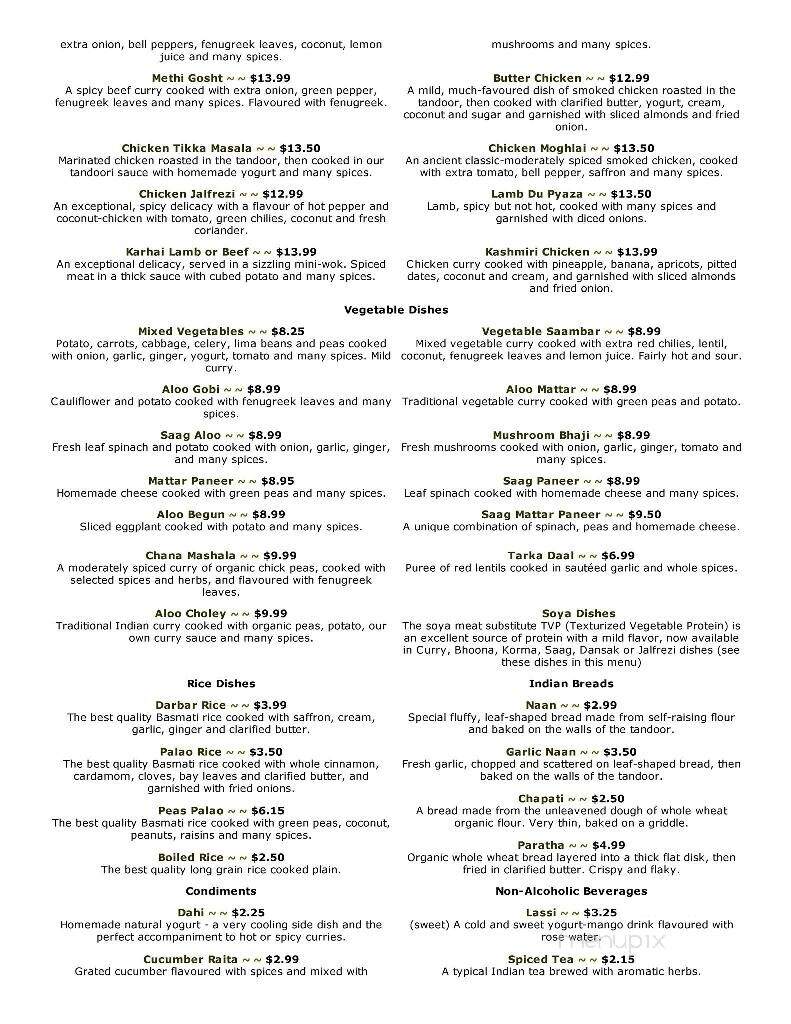 Darbar Restaurant - Kingston, ON menu_pic