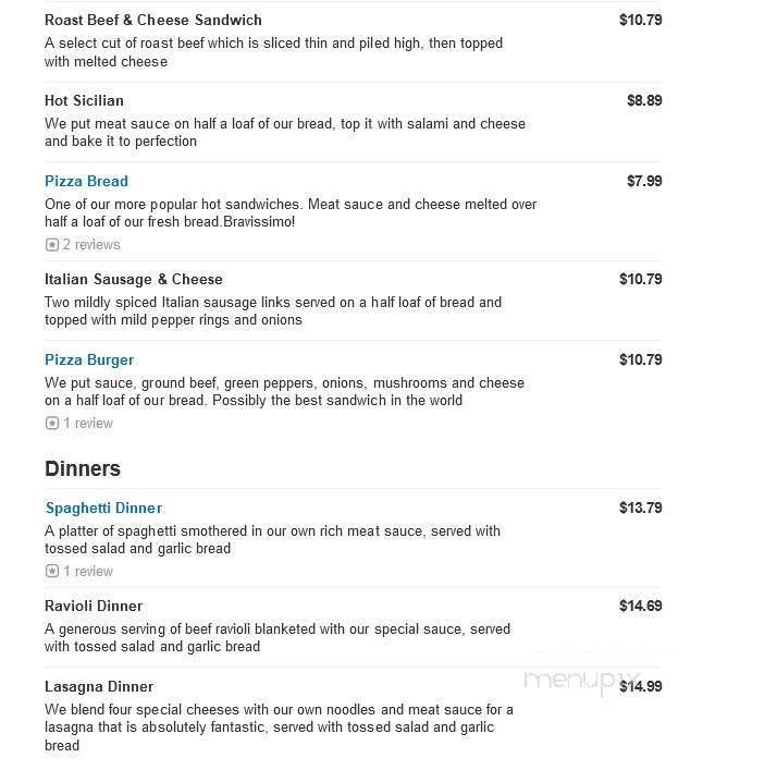 La Gondola Spaghetti House - Pekin, IL menu_pic