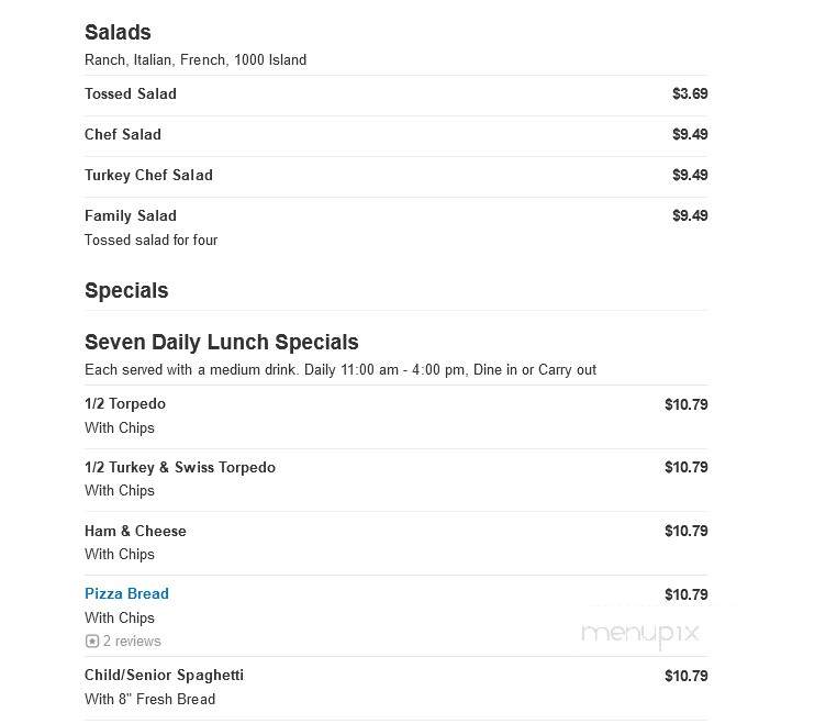 La Gondola Spaghetti House - Pekin, IL menu_pic