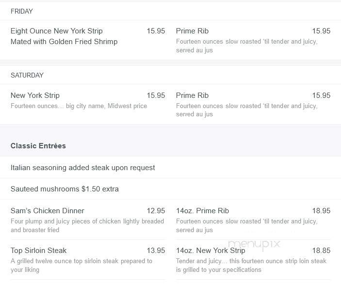 Sam's Italian Villa - Council Bluffs, IA menu_pic