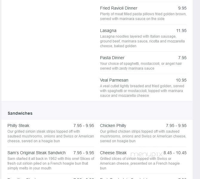 Sam's Italian Villa - Council Bluffs, IA menu_pic