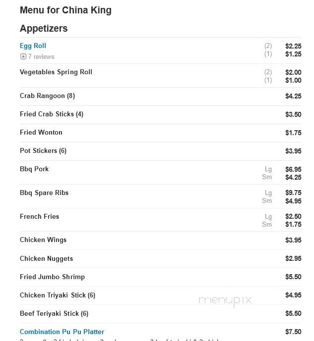 China King - Cedar Rapids, IA menu_pic