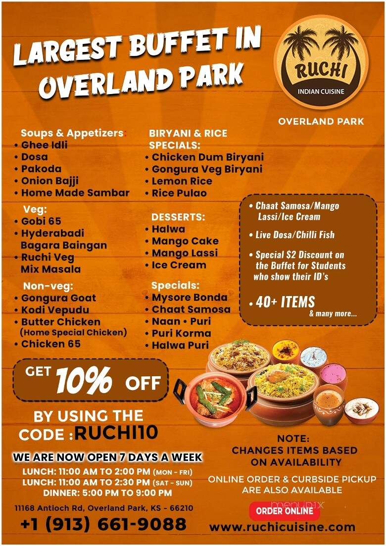 Ruchi Indian Restaurant - Overland Park, KS