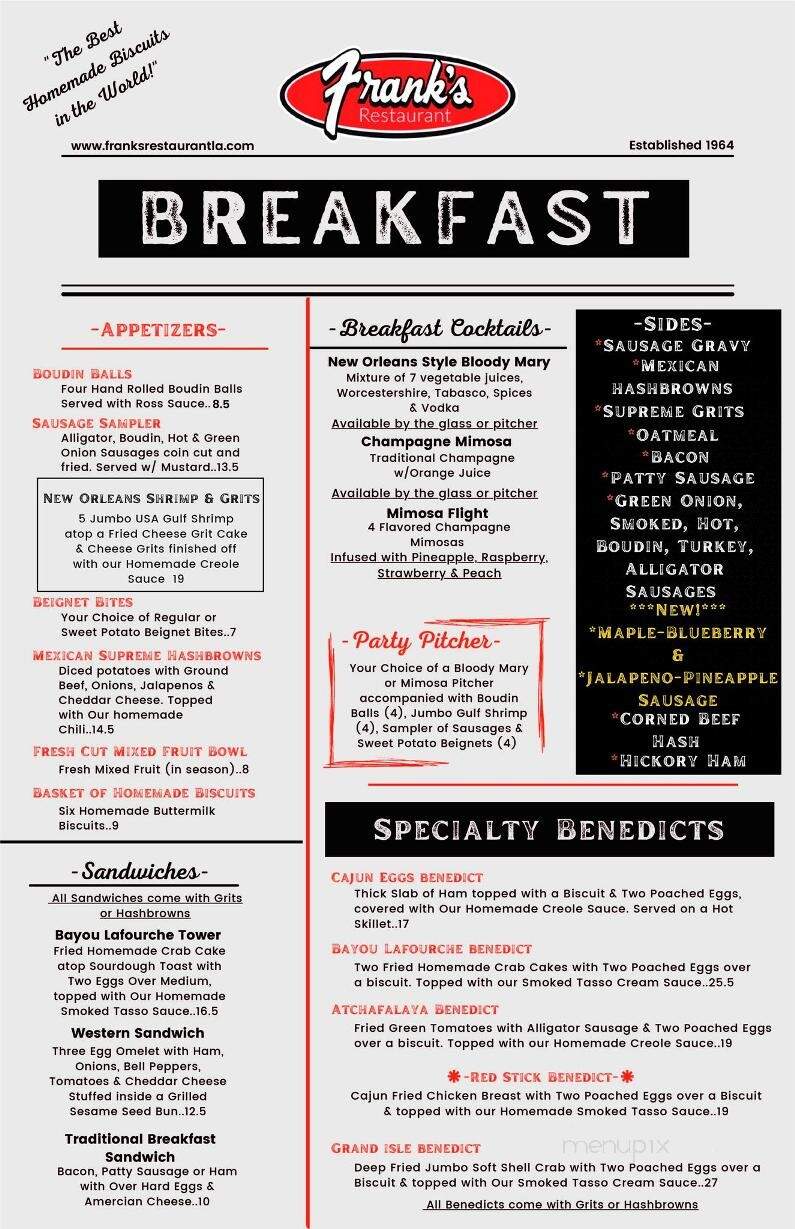 Frank's Smokehouse - Prairieville, LA menu_pic